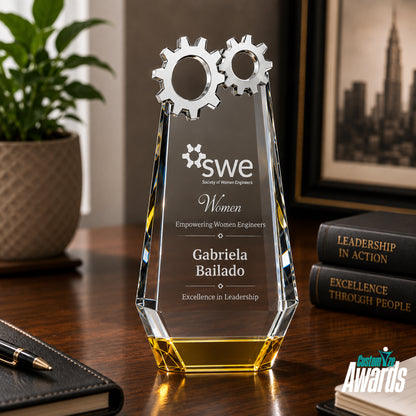 Pinnacle Gear | Trophée en cristal pour l'excellence en ingénierie