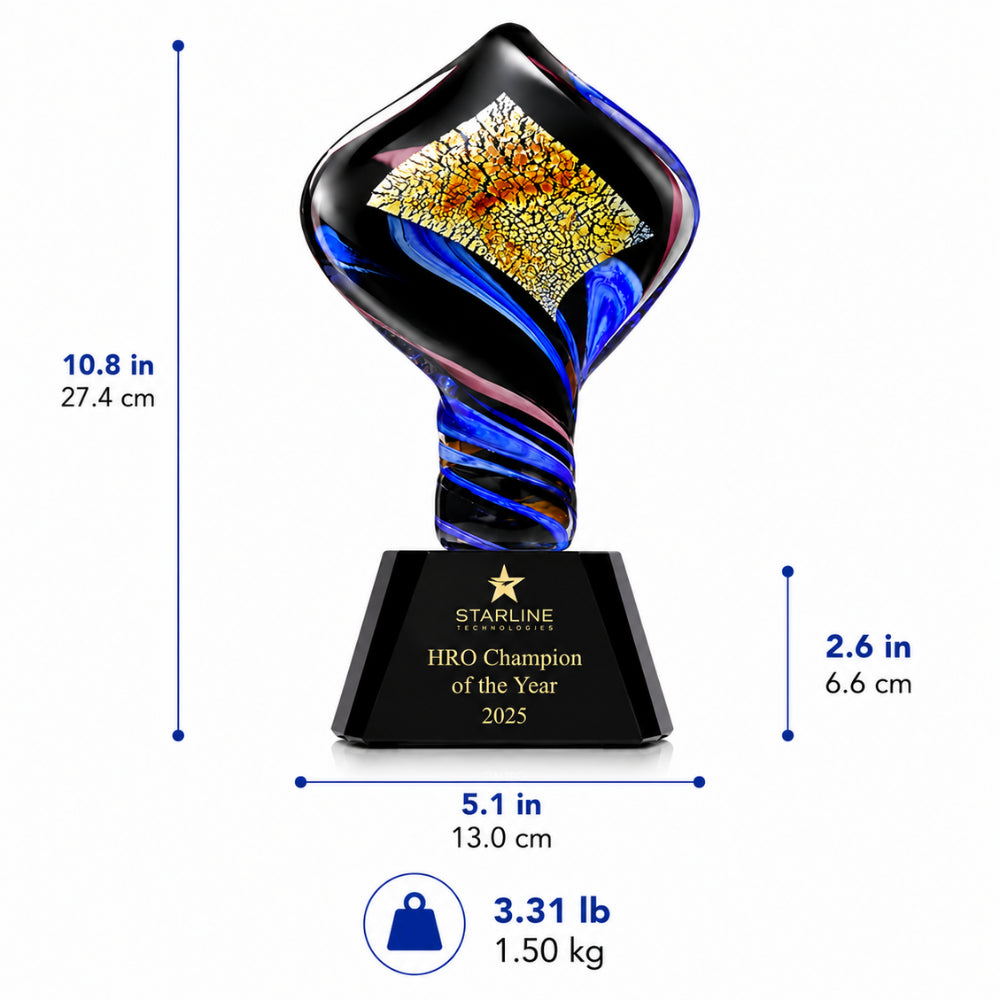 Prestige Art Glass Award dimensions 