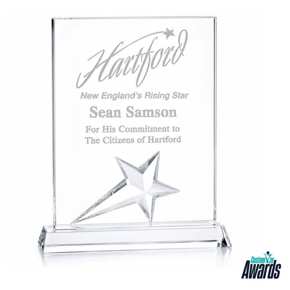 Rectangle Crystal Star  Engraved Recognition Award main 