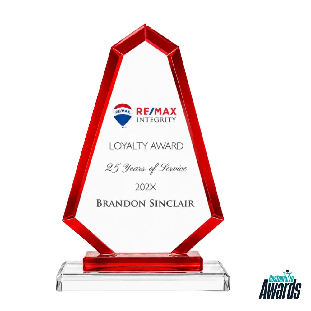 Red Trim Apex | Custom Engraved Recognition Crystal Award
