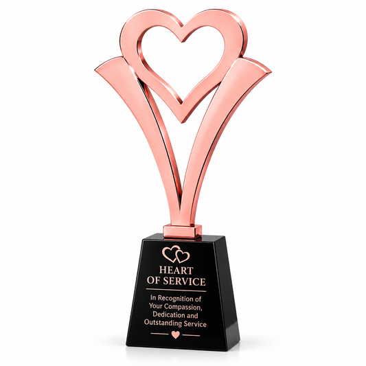 Roseheart Elegance | Rose Gold Metal Thanksgiving Appreciation Trophy