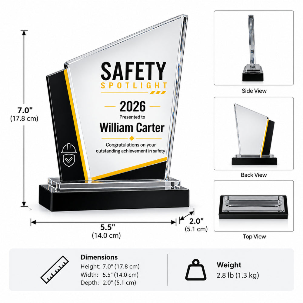 Safety Beacon  Workplace Safety Recognition Trophy dimensions 