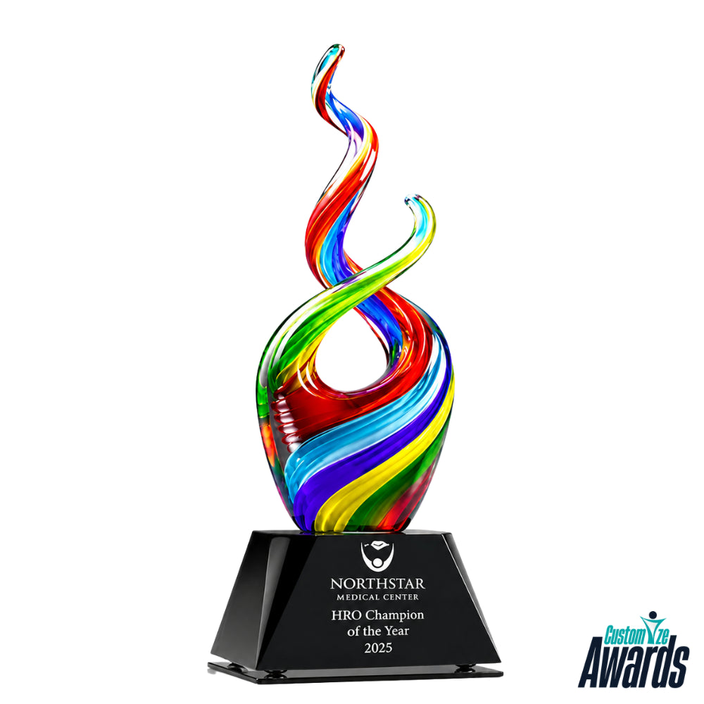 Sculptural Glass | Custom Engraved Excellence Recognition Award Trophy