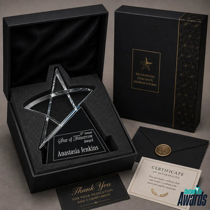 Étoile filante | Trophée en cristal personnalisé gravé