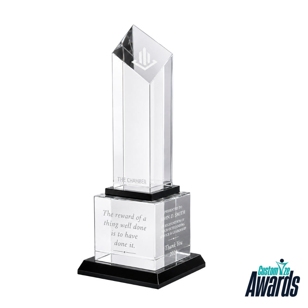 Slant Glass Crystal | Customized Employee Recognition Award