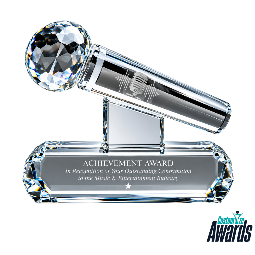 Spotlight Microphone | Crystal Music Award Trophy