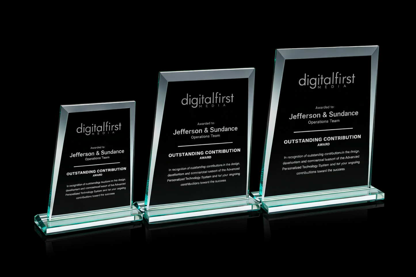 Sullivan Jade Rectangle crystal plaque Award
