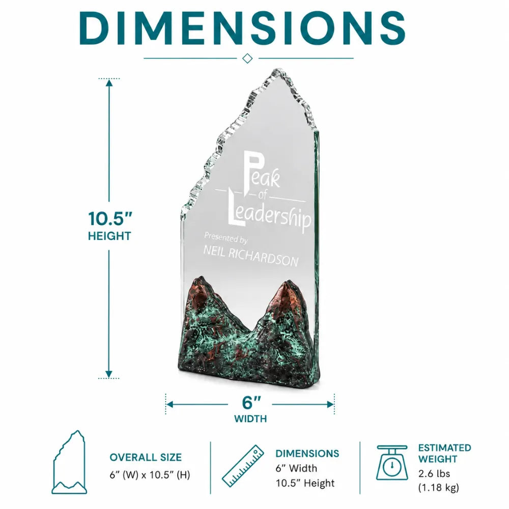 Summit Ridge  | Custom Engraved Art Glass Award Trophy