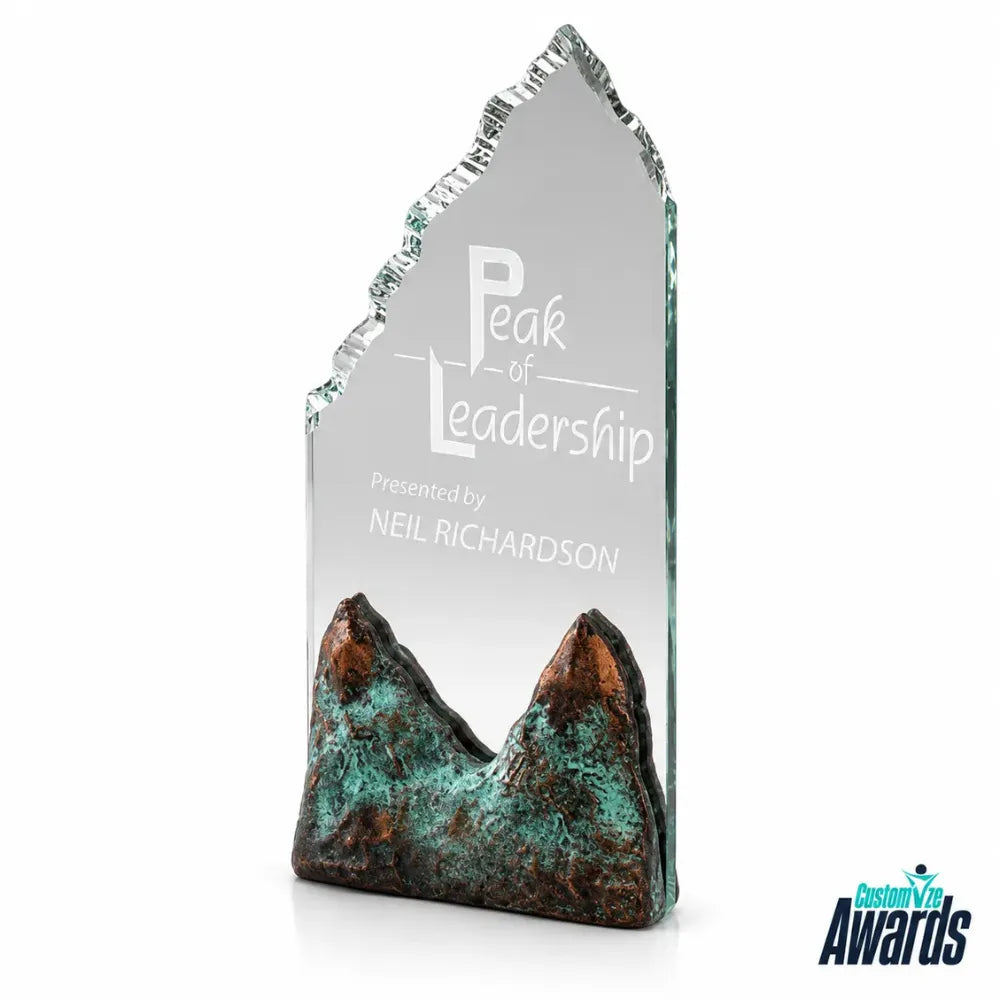 Summit Ridge  | Custom Engraved Art Glass Award Trophy