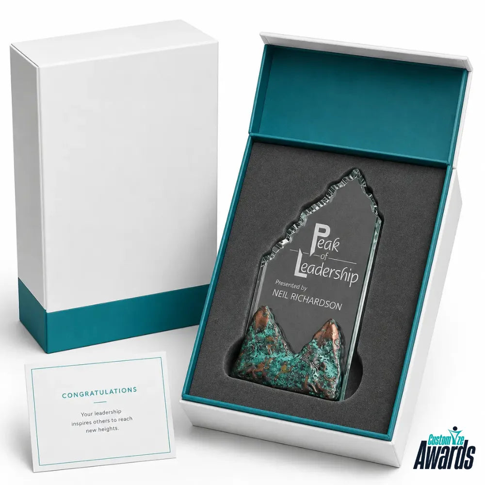 Summit Ridge  | Custom Engraved Art Glass Award Trophy