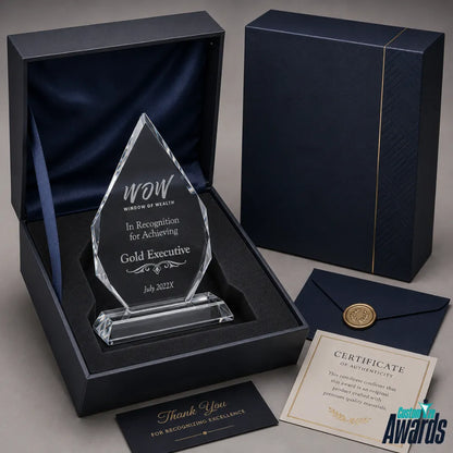 Forme de larme | Trophée de reconnaissance en cristal gravé personnalisé