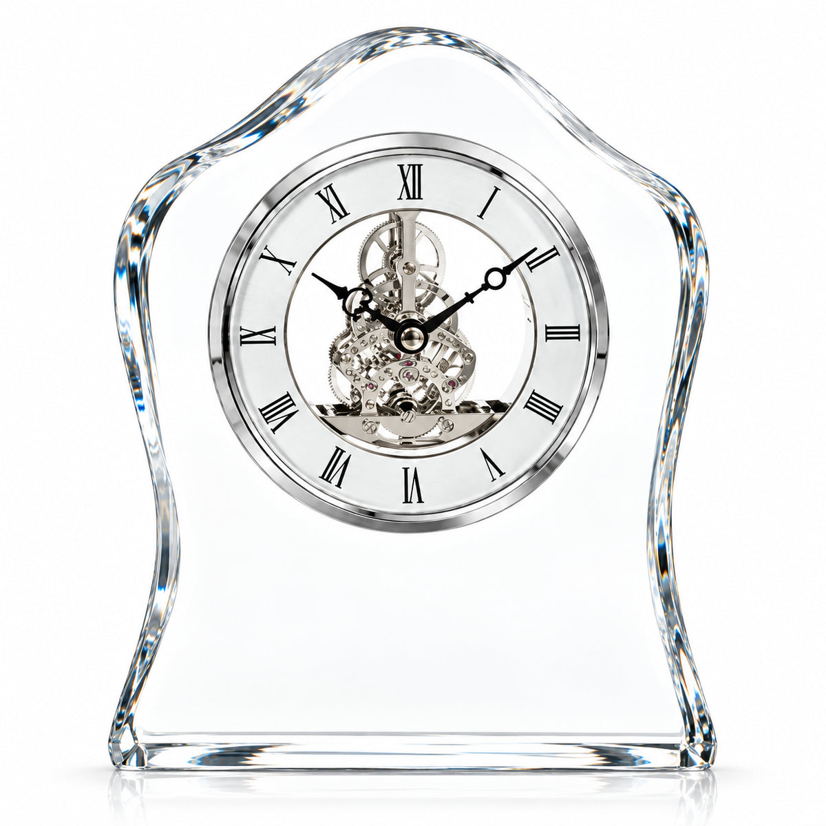 Timeless Crest | Custom Customer Service Crystal Clock Award