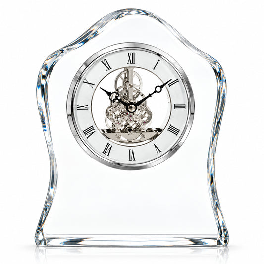 Timeless Crest | Custom Customer Service Crystal Clock Award