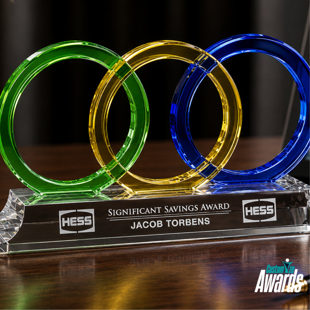 Trident Crystal  Engraved Recognition Award lifestle 