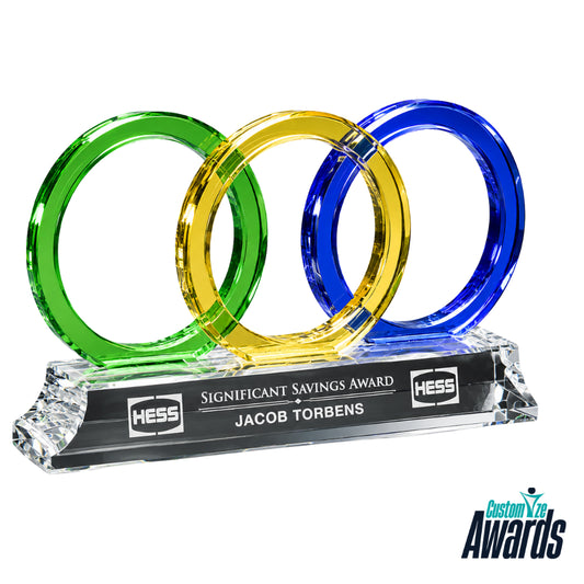 Trident Crystal  Engraved Recognition Award main 