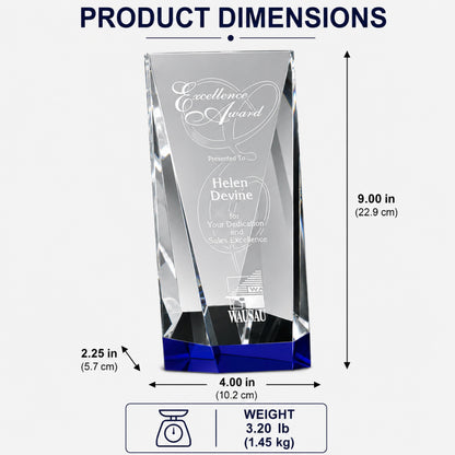 Cristal Indigo Valera | Trophée de reconnaissance gravé