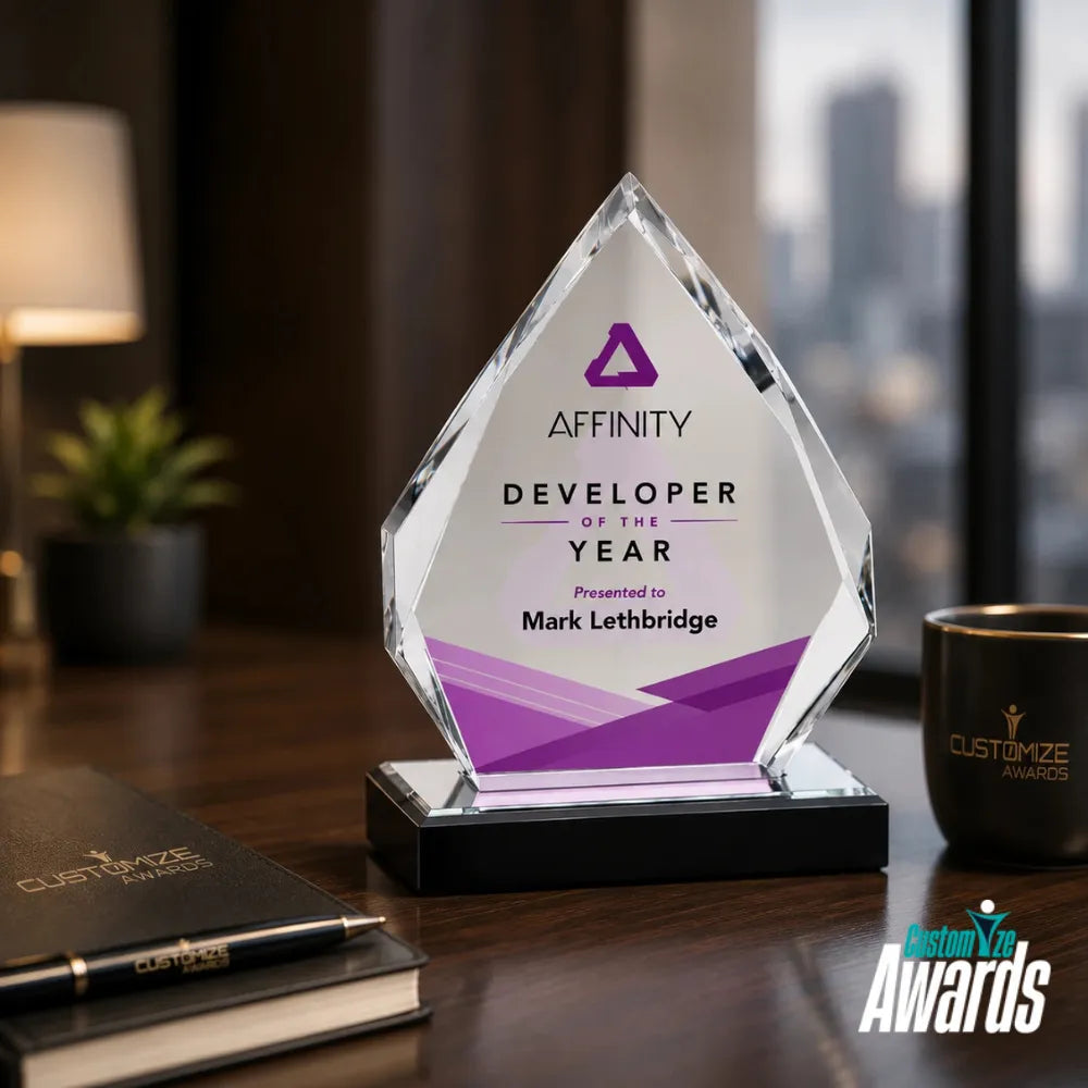 Vertex Prestige | Custom Engraved Crystal Award Trophy