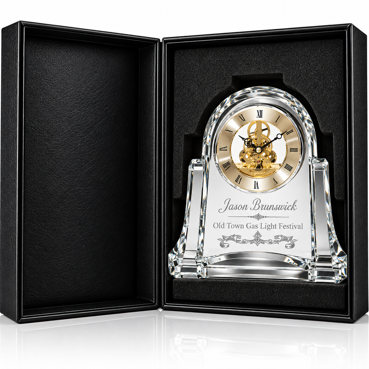 Brunswick Heritage | Custom Gold Clock Crystal Award