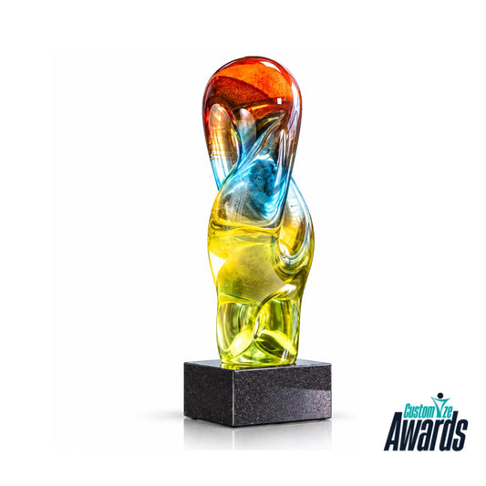 Artistic Ocean | Colorful Artistic Crystal Recognition Trophy