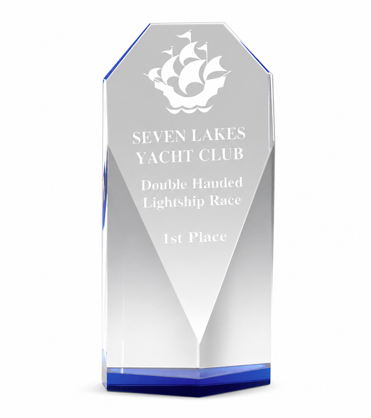 Personalized Engraved Blue Diamond Crystal Award