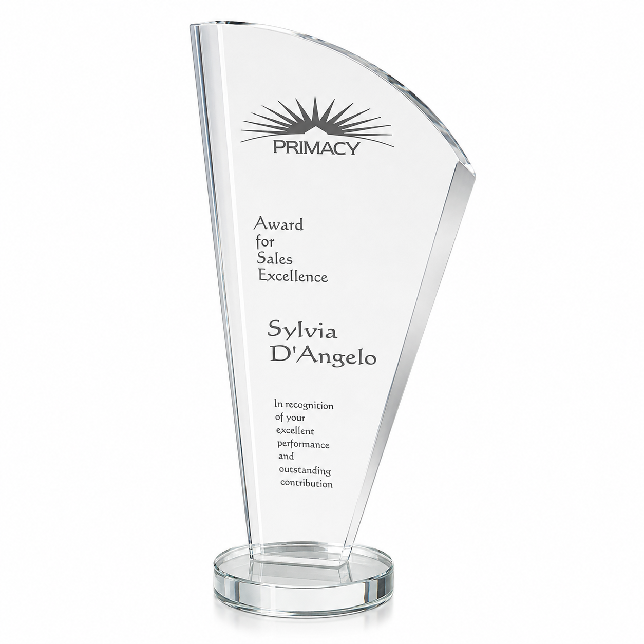 Personalized Merit Crystal Award
