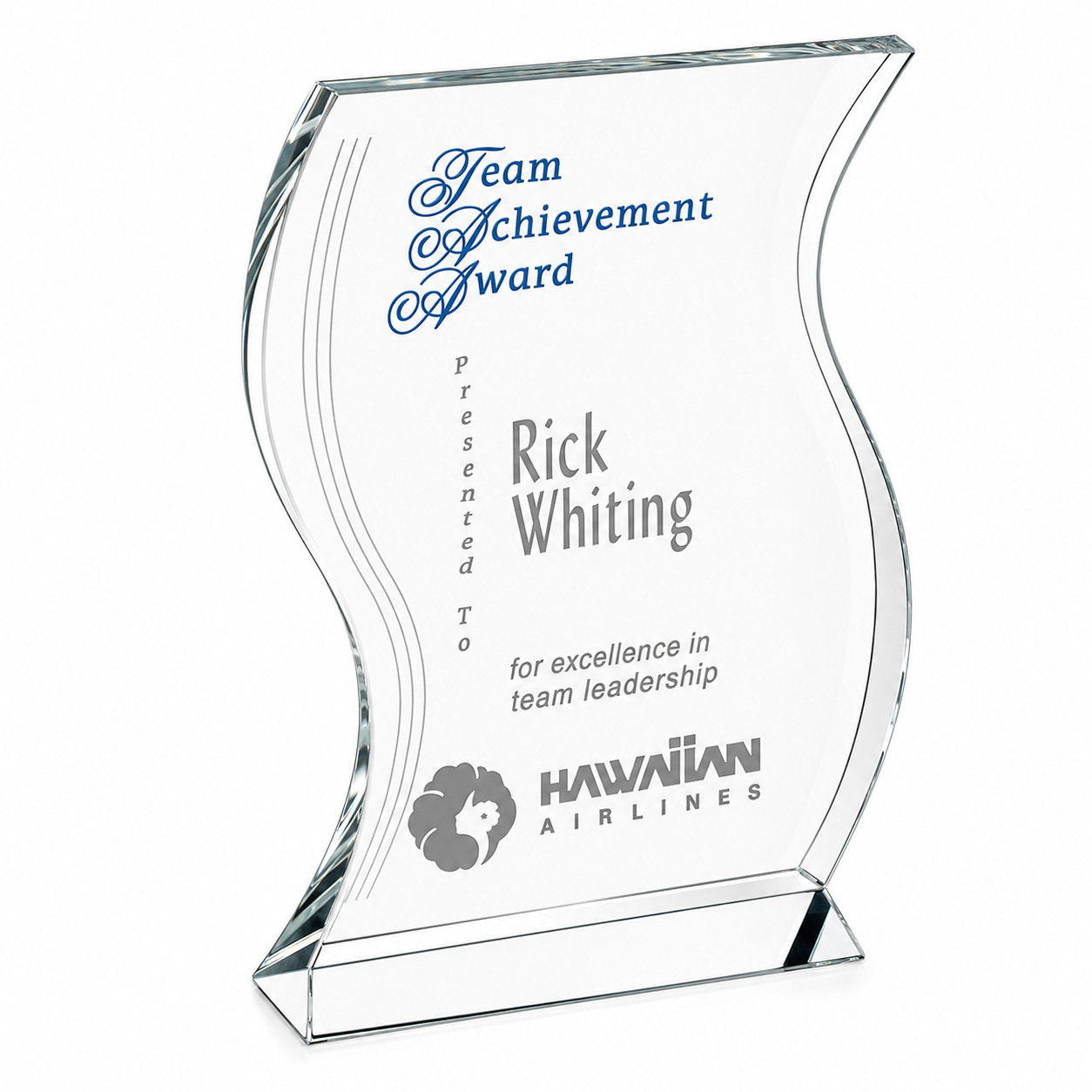 Personalized Engraved Wave Recognition Trophy