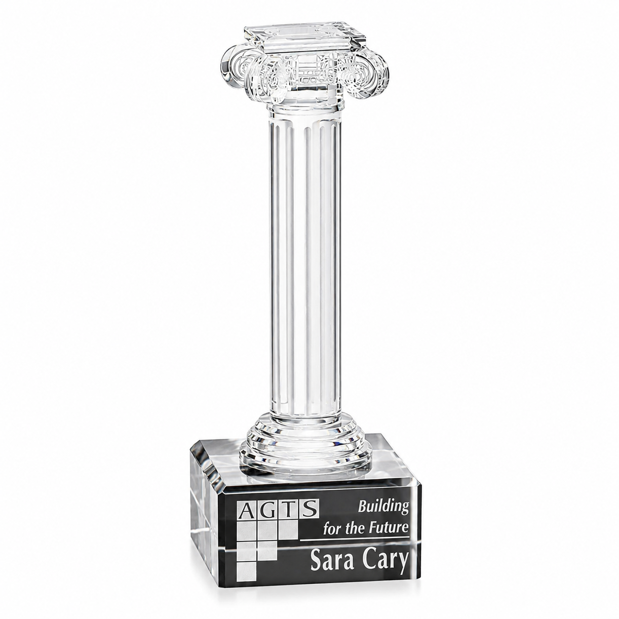 Personalized Engraved Ionic Column Crystal Award