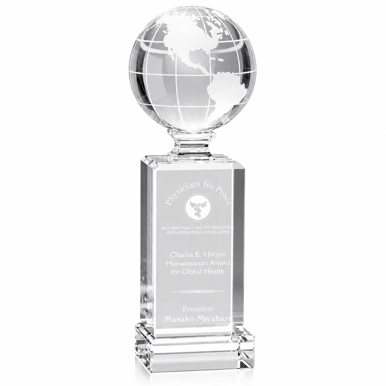 Personalized Cordova Globe Crystal Award Trophy