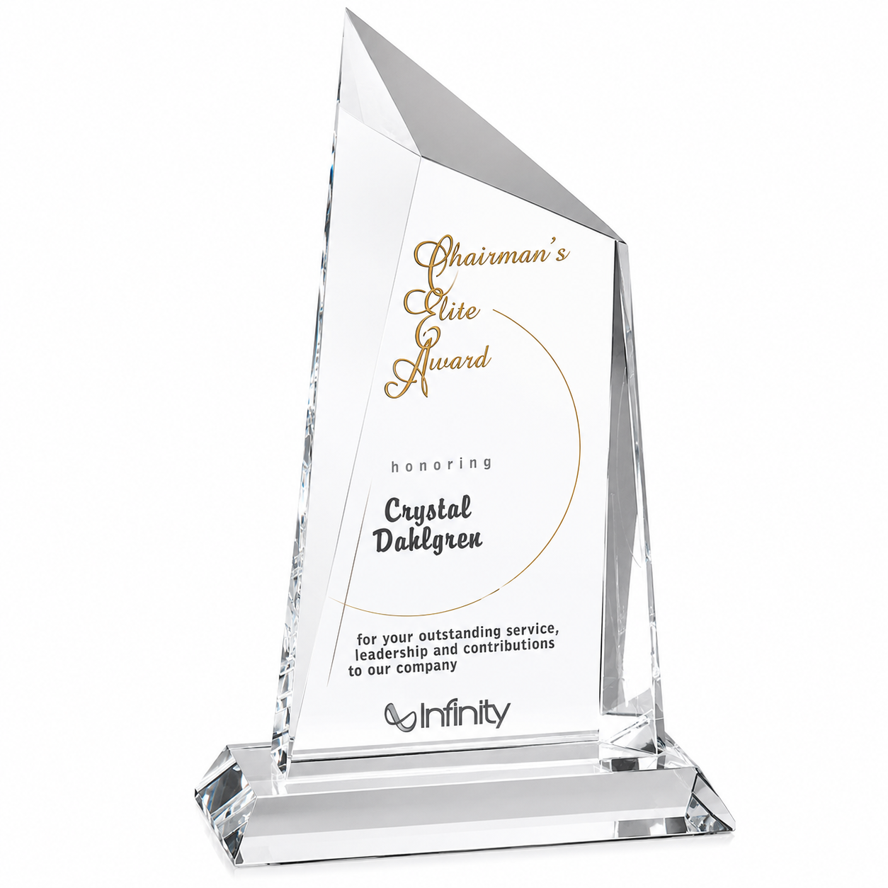 Personalized Cathedral Peak Crystal Award Trophy