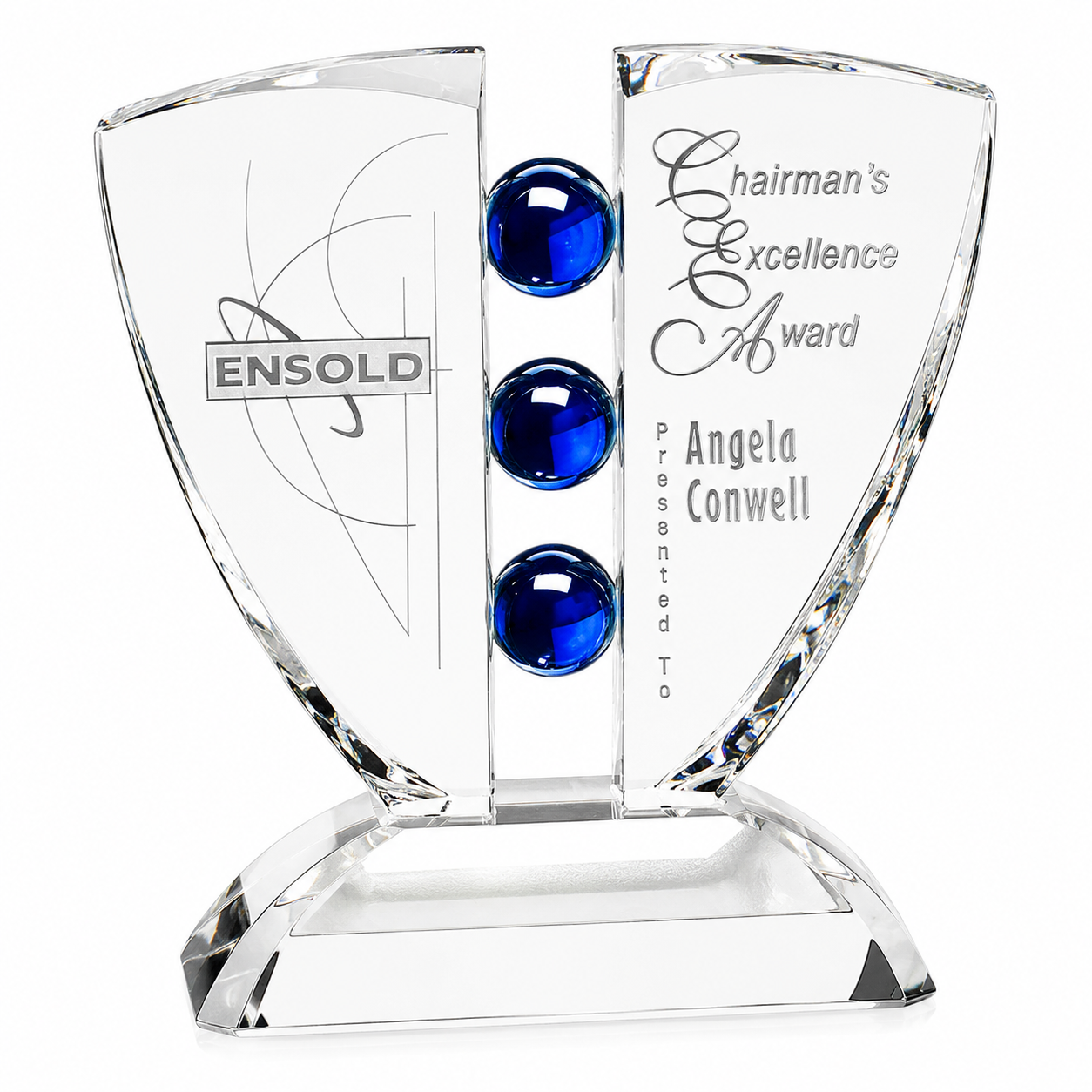 Personalized Pinion Indigo Crystal Award Trophy