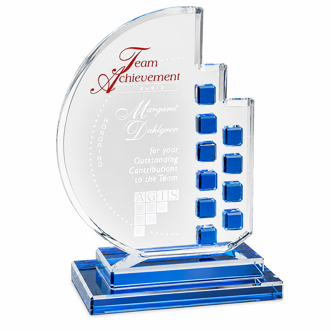 Personalized Azure Moon Crystal Award Trophy