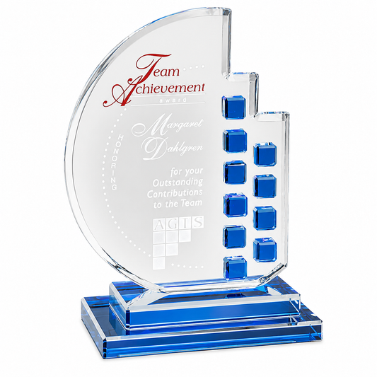 Personalized Azure Moon Crystal Award Trophy