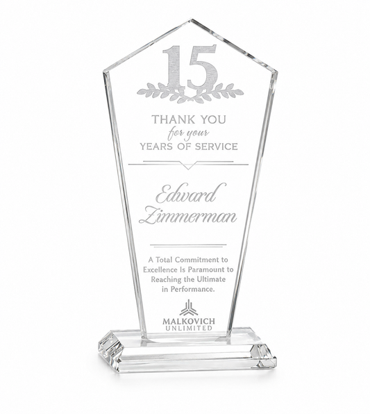 Engraved Pentagon Crystal Award