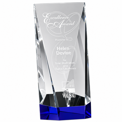Personalized Valera Indigo Crystal Award Trophy