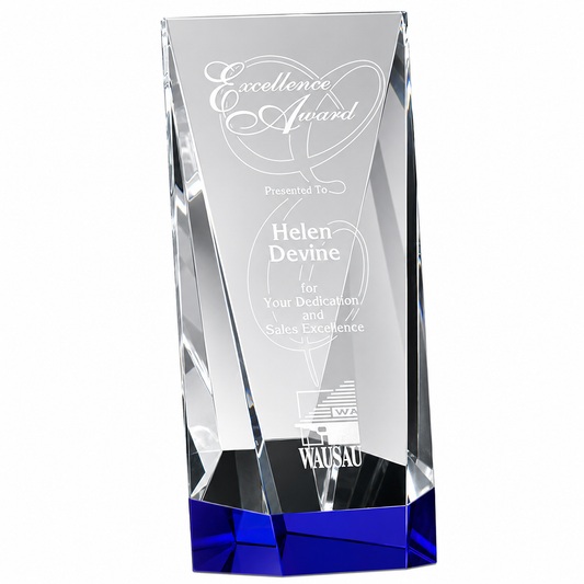 Personalized Valera Indigo Crystal Award Trophy