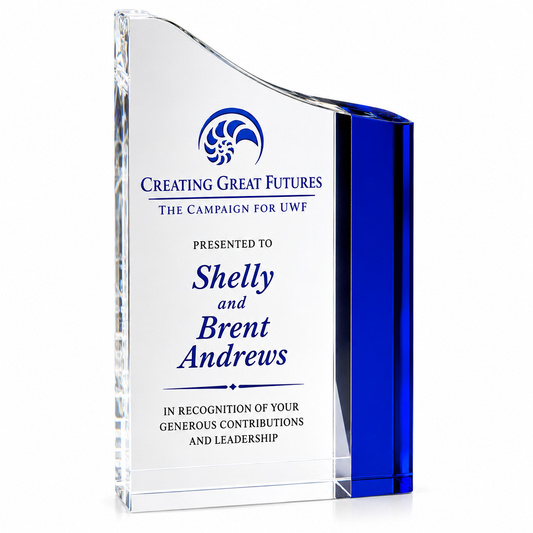 Personalized Faceted Wave Crystal Award