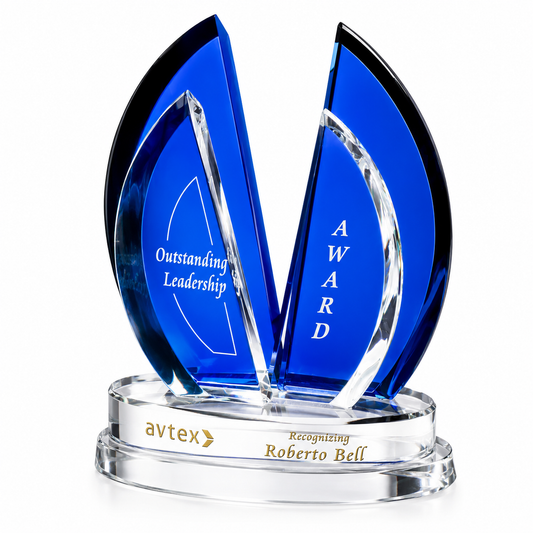Personalized Leadership Flight Indigo Crystal Award