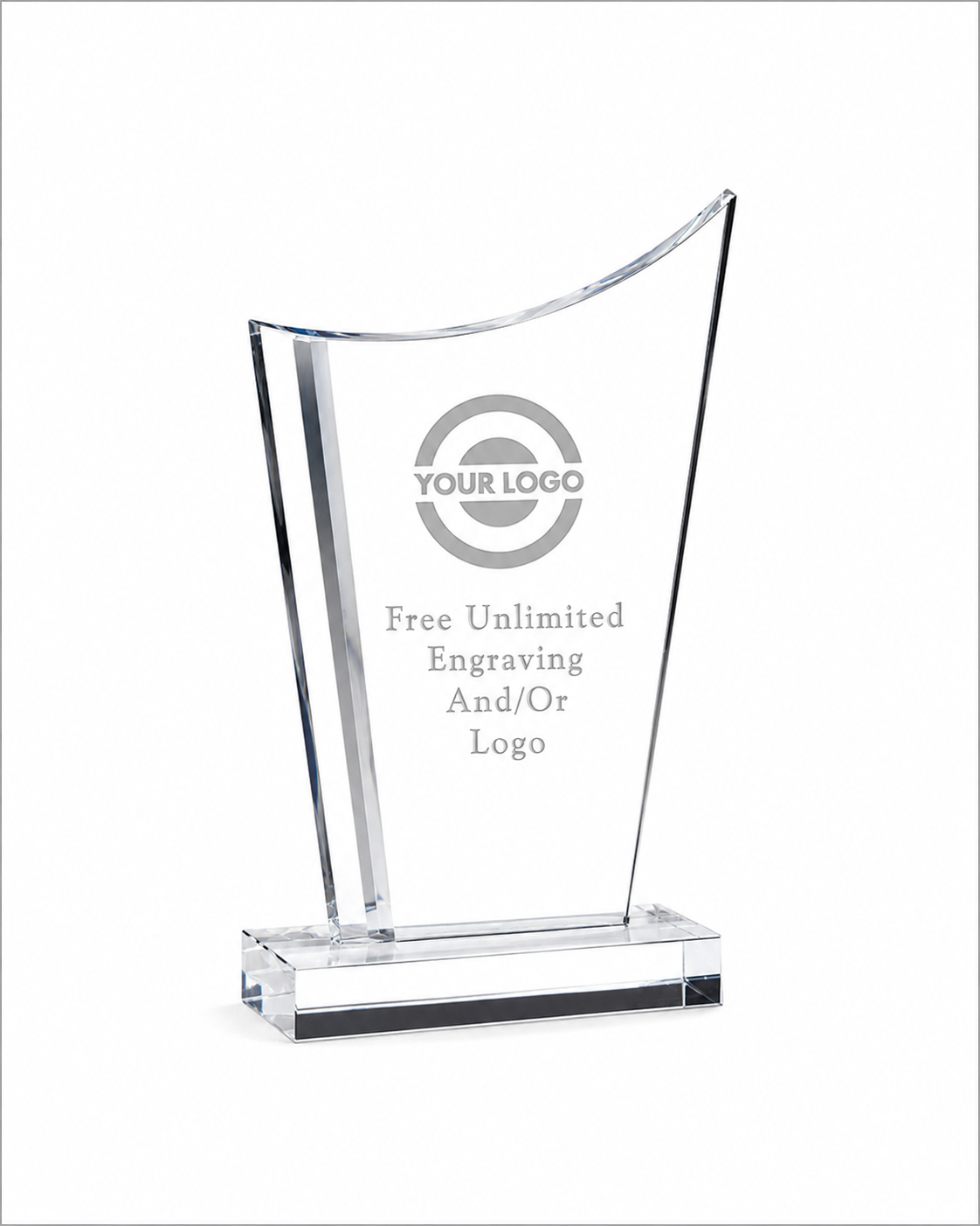 Cool Blue Accent Crystal Award – Personalized Engraved Trophy