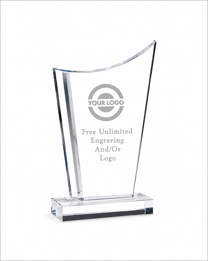 Cool Blue Accent Crystal Award – Personalized Engraved Trophy