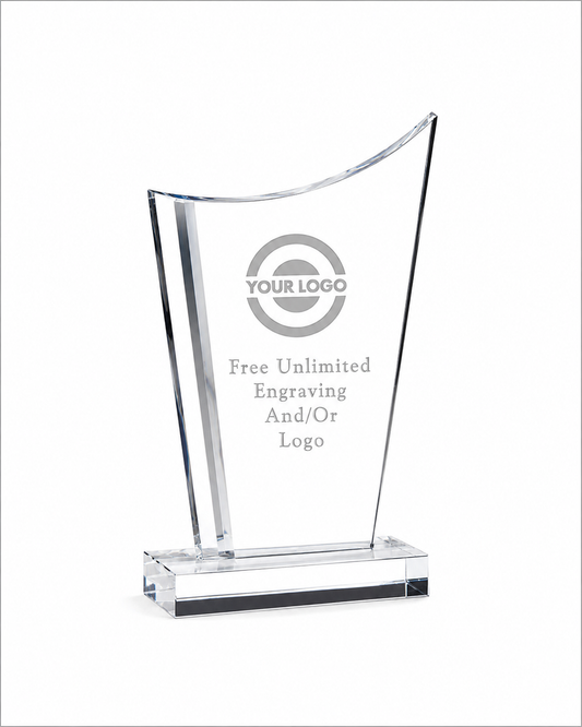 Cool Blue Accent Crystal Award – Personalized Engraved Trophy