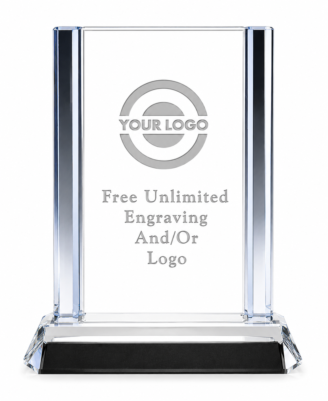 Cool Blue Rectangle Crystal Award – Personalized Engraved Trophy