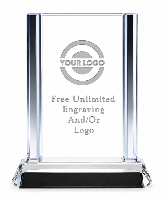 Cool Blue Rectangle Crystal Award – Personalized Engraved Trophy