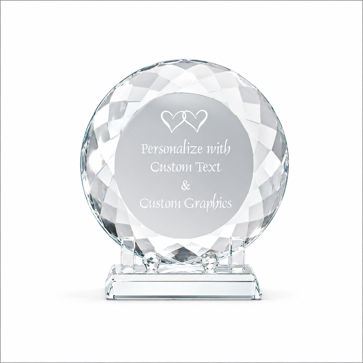 Circle Plate Crystal Award – Personalized Engraved Crystal Trophy