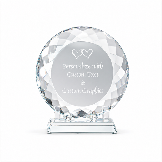 Circle Plate Crystal Award – Personalized Engraved Crystal Trophy