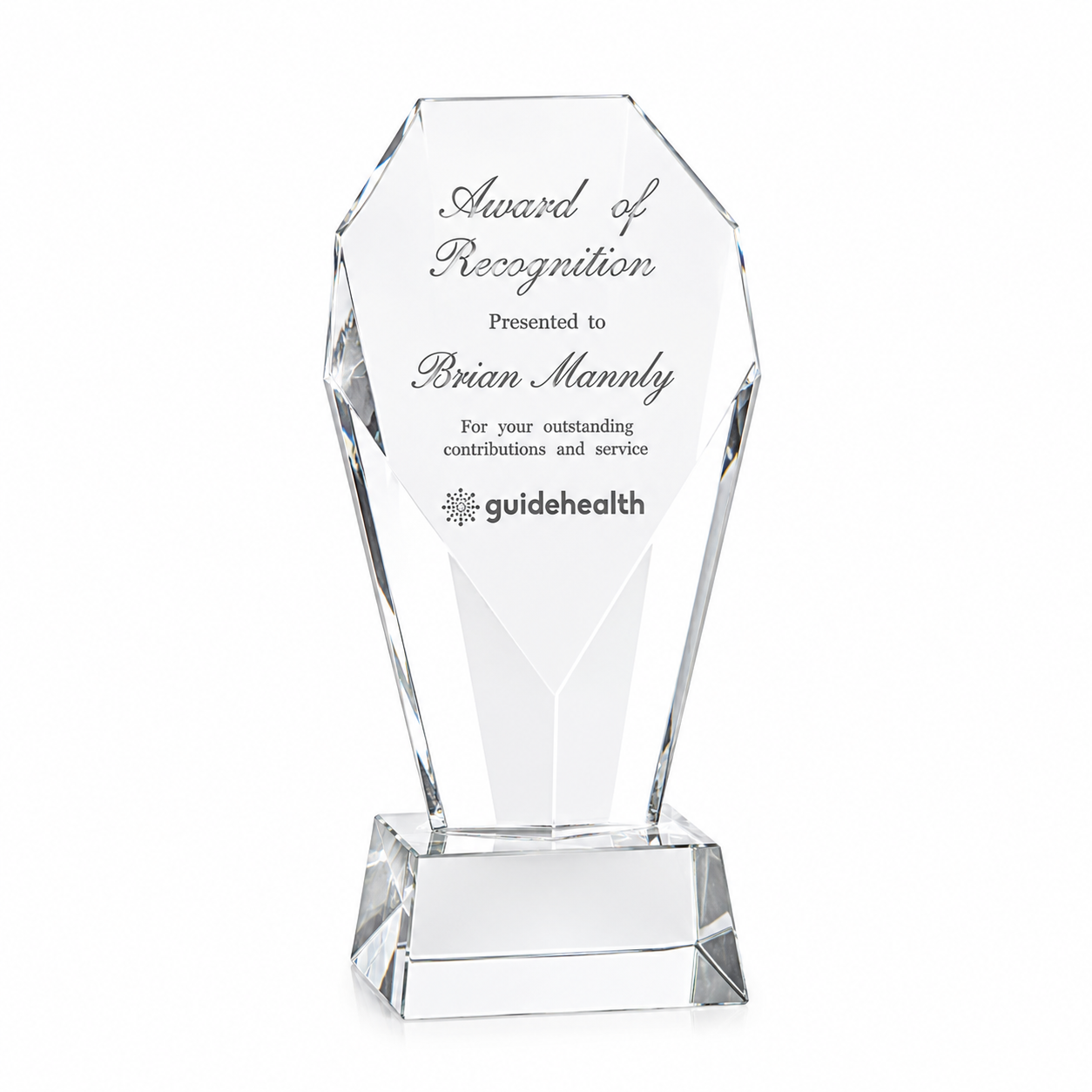Diamond Tower Crystal Award – Custom Engraved Recognition Trophy