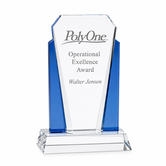 Cool Blue Tower Crystal Award – Personalized Engraved Recognition Trophy
