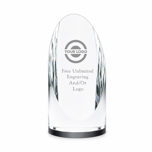 Oval Tower Crystal Award – Personalized Engraved Recognition Trophy