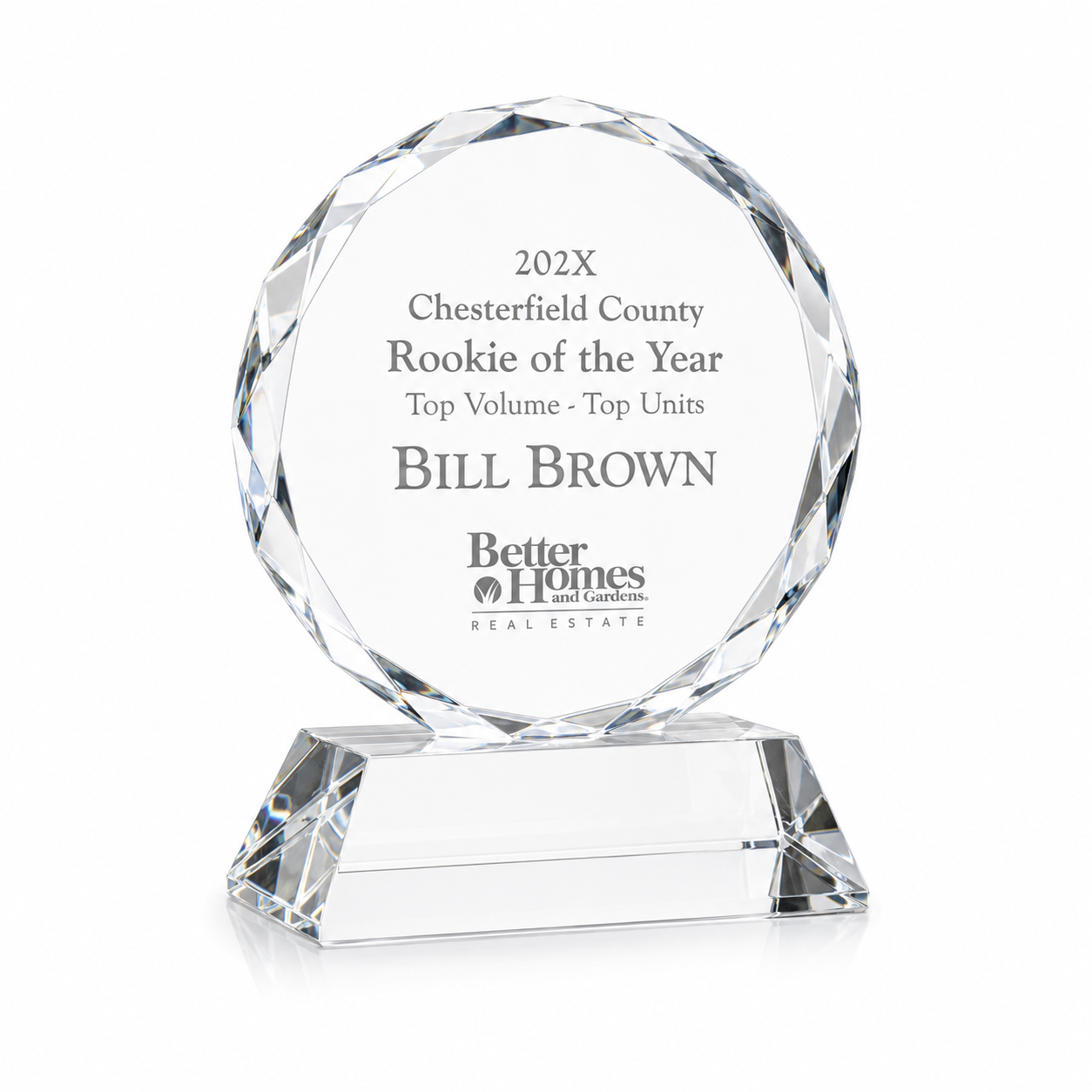 Miniature Round Crystal Award – Personalized Engraved Trophy