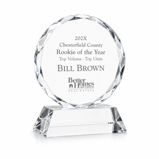 Miniature Round Crystal Award – Personalized Engraved Trophy