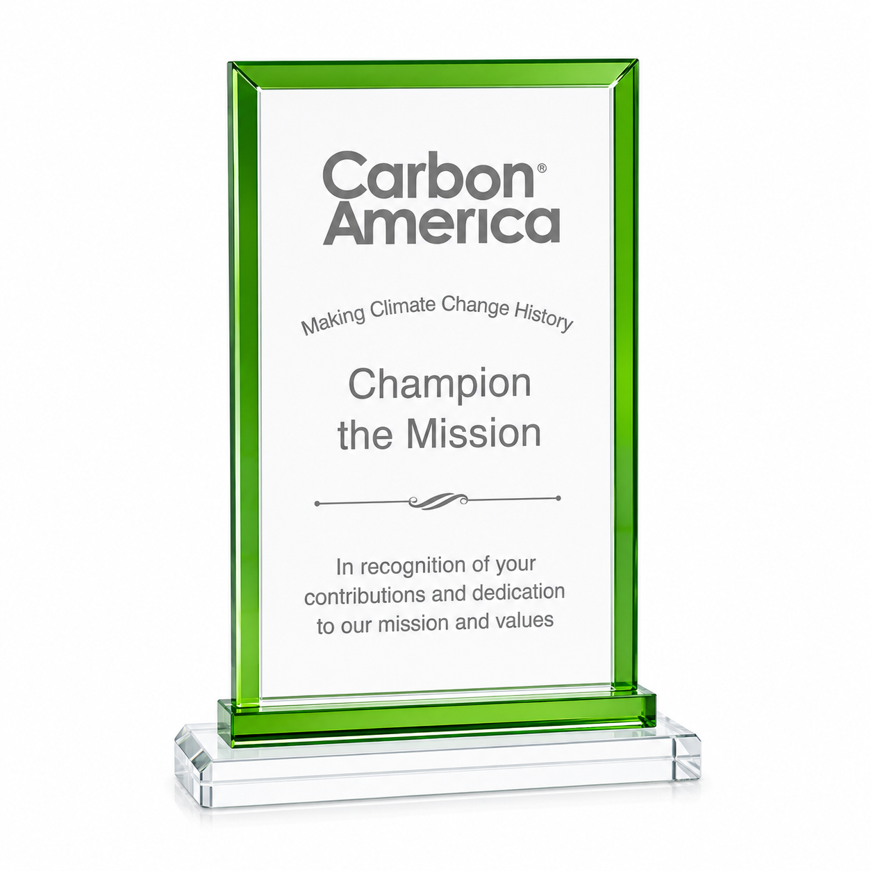 Green Trim Rectangle Crystal Award – Custom Engraved Trophy